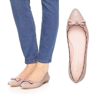 Kate Spade Eleni Flex Blush Pink Scalloped Leather Point Toe Ballet Flats 8.5